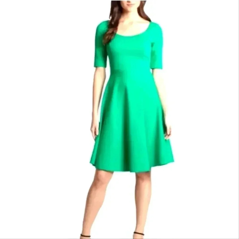 Kate Spade Green Ponte Knit Midi Short Sleeve Dress